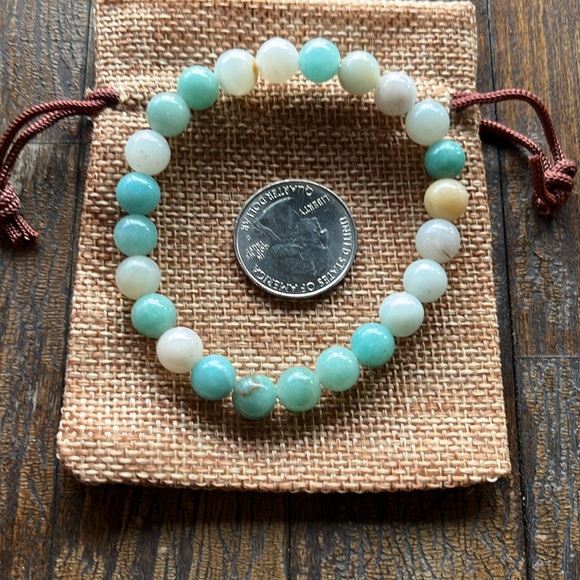Brand New Amazonite Adjustable Bracelet Amazonite Crystal Pisces Birthstone - Picture 2 of 3